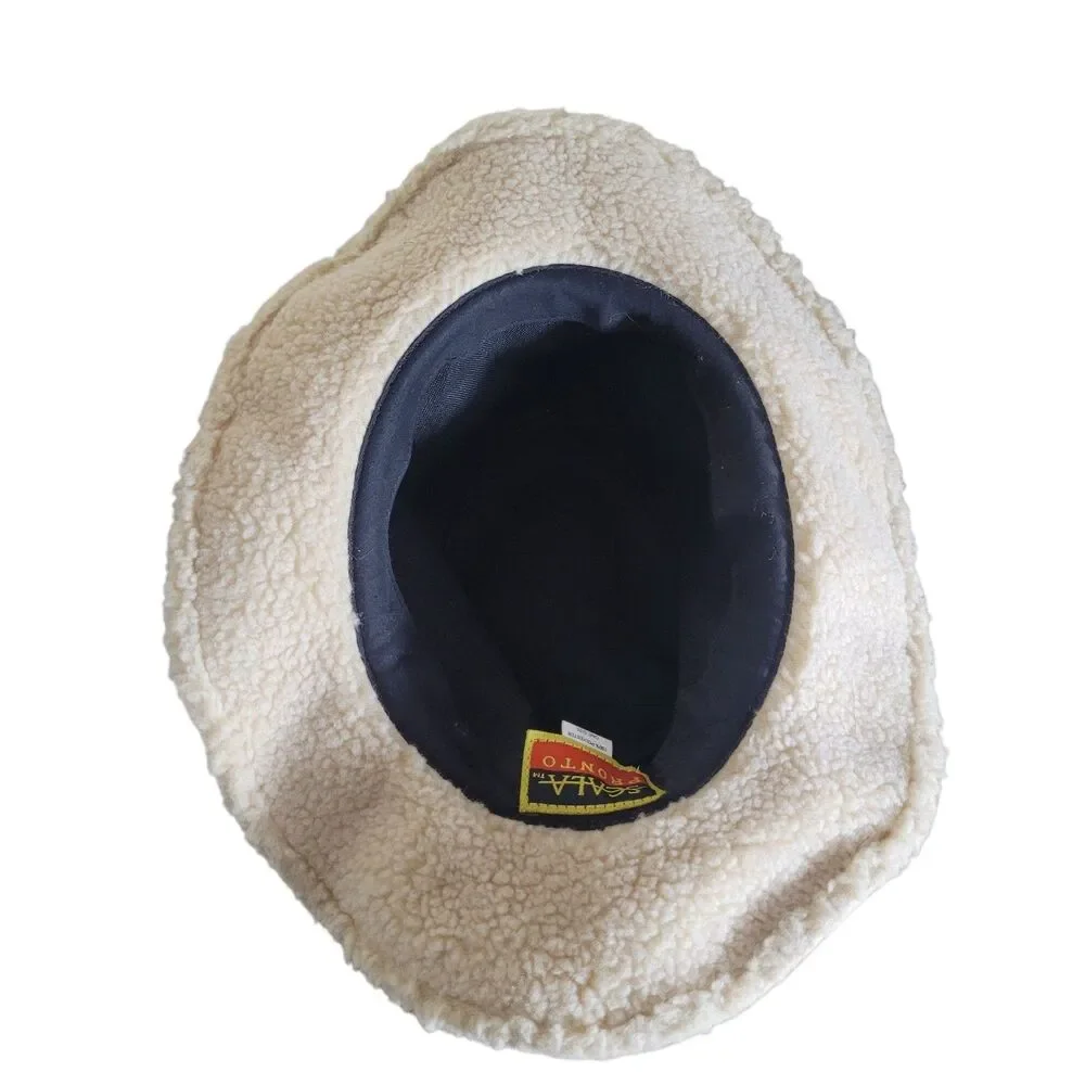 Scala Pronto Faux Suede Shearling Lined Cowboy Hat Brown‎ White Outdoor Casual